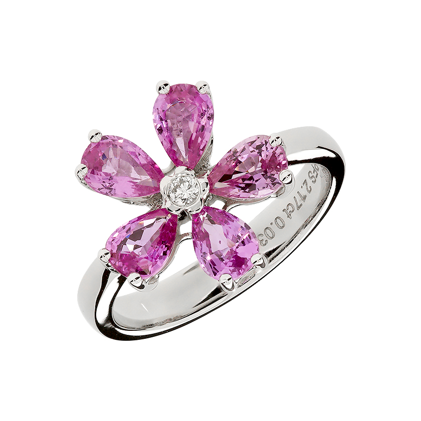Diamond ring with pink sapphire