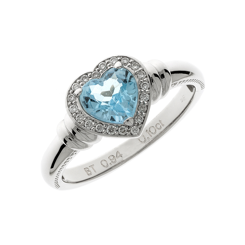 Diamond ring with blue Topaz