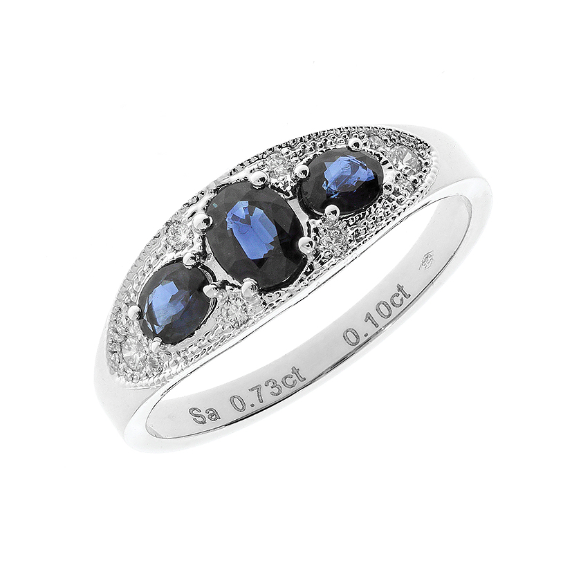 Diamond ring with sapphires