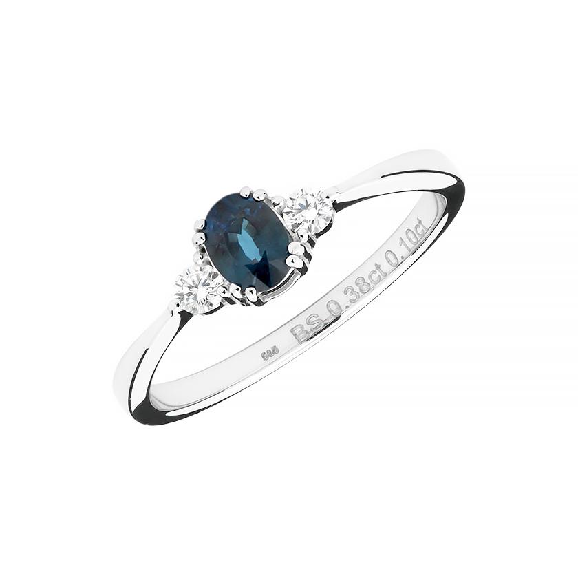 Diamond ring with a blue Sapphire