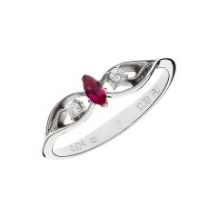 Diamond ring with a Ruby