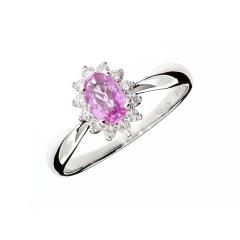 Diamond ring with a pink Sapphire