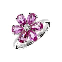 Diamond ring with pink sapphire