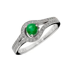 Diamond ring with emerald